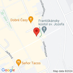 Google map: Františkánske námestie 4, Prešov